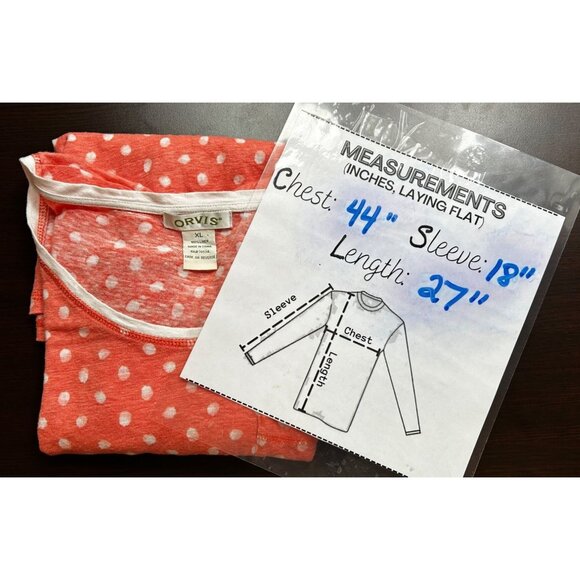Orvis 100% Linen Coastal Cool Dopamine Dots Coral Polka Dot Scoop Neck Top - XL - Picture 5 of 5